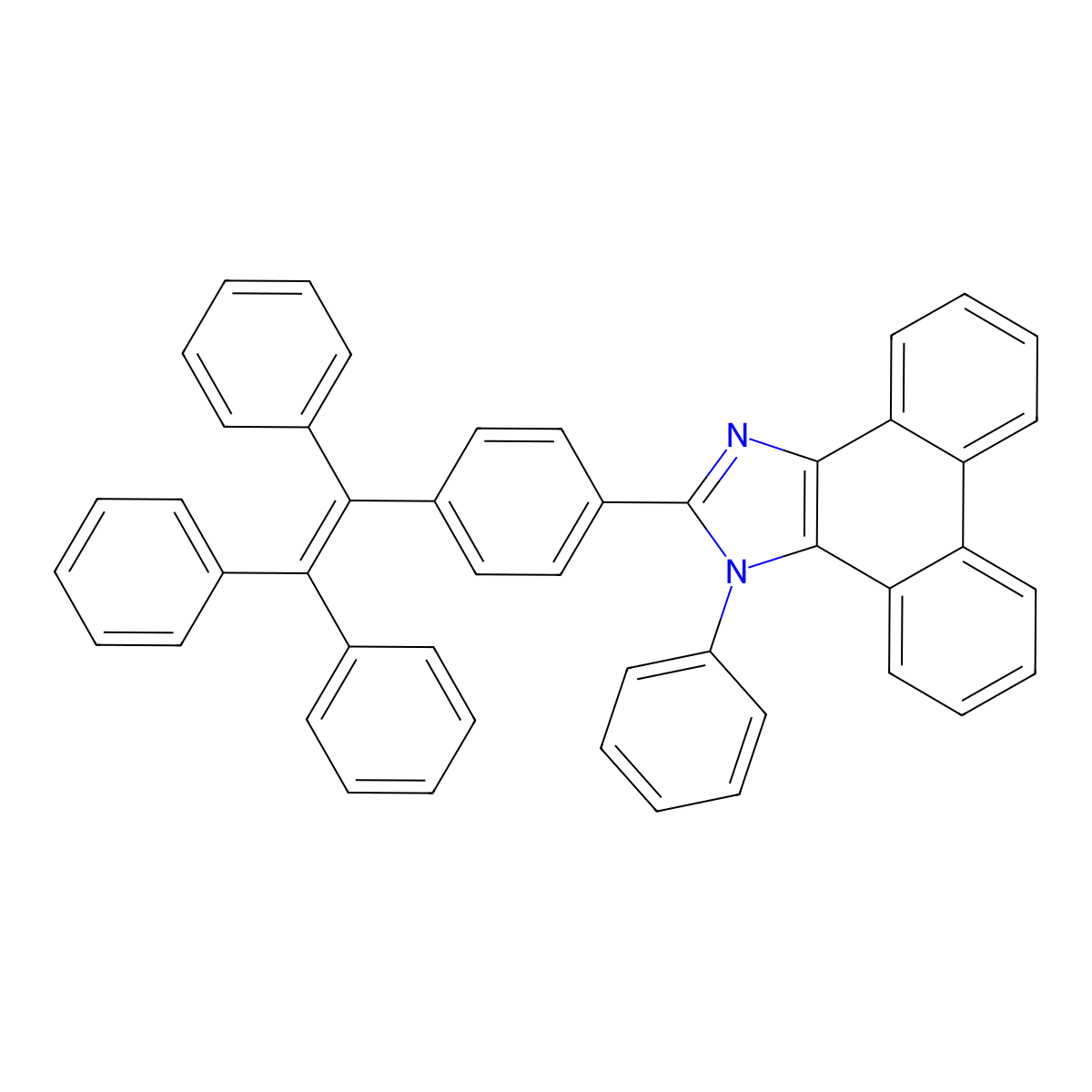 1-Phenyl-2-(4-(1,2,2-triphenylvinyl)phenyl)-1H-phenanthro[9,10-d]imidazole molecular structure, CAS 1621007-86-0