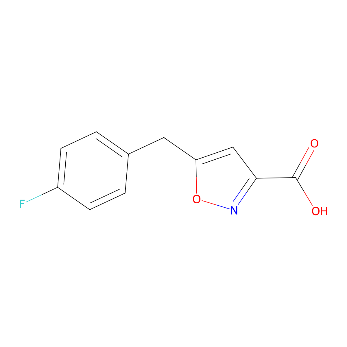 5-[(4-Fluorophenyl)methyl]-1,2-oxazole-3-carboxylic acid molecular structure, CAS 1621013-99-7