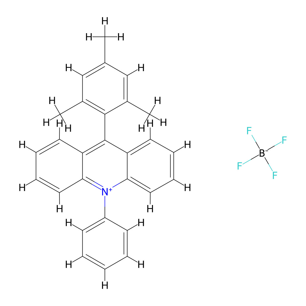 9-Mesityl-10-phenylacridin-10-ium tetrafluoroborate molecular structure, CAS 1621019-96-2