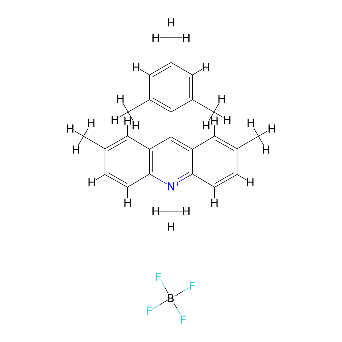 9-Mesityl-2,7,10-trimethylacridin-10-ium tetrafluoroborate molecular structure, CAS 1621019-97-3