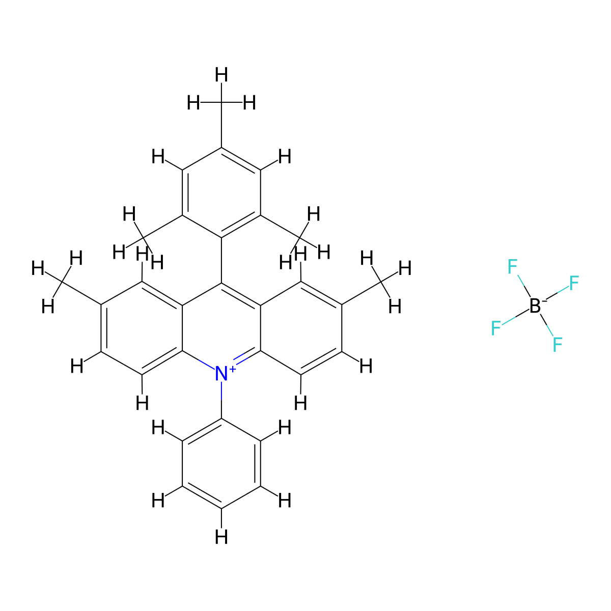 9-Mesityl-2,7-dimethyl-10-phenylacridinium tetrafluoroborate molecular structure, CAS 1621020-00-5