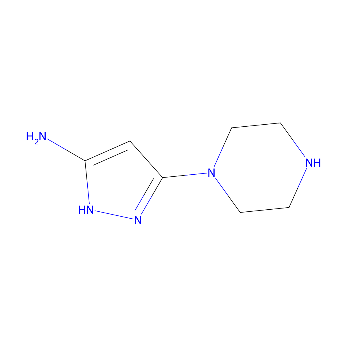 3-(piperazin-1-yl)-1H-pyrazol-5-amine molecular structure, CAS 1621068-34-5