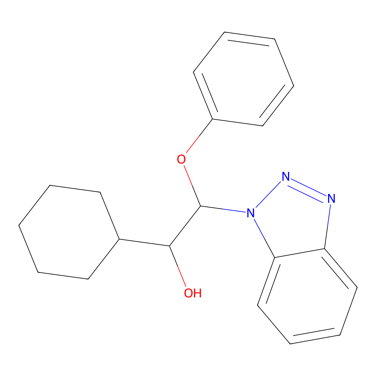 2-(1H-1,2,3-Benzotriazol-1-yl)-1-cyclohexyl-2-phenoxyethan-1-ol molecular structure, CAS 162107-46-2