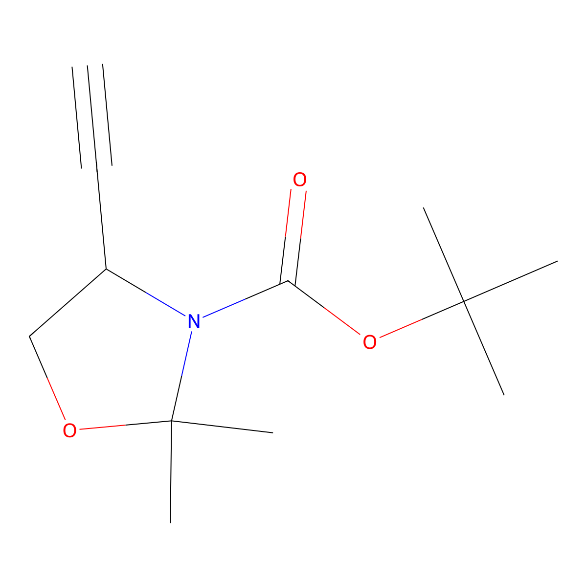 tert-Butyl (4R)-4-ethynyl-2,2-dimethyl-1,3-oxazolidine-3-carboxylate molecular structure, CAS 162107-48-4