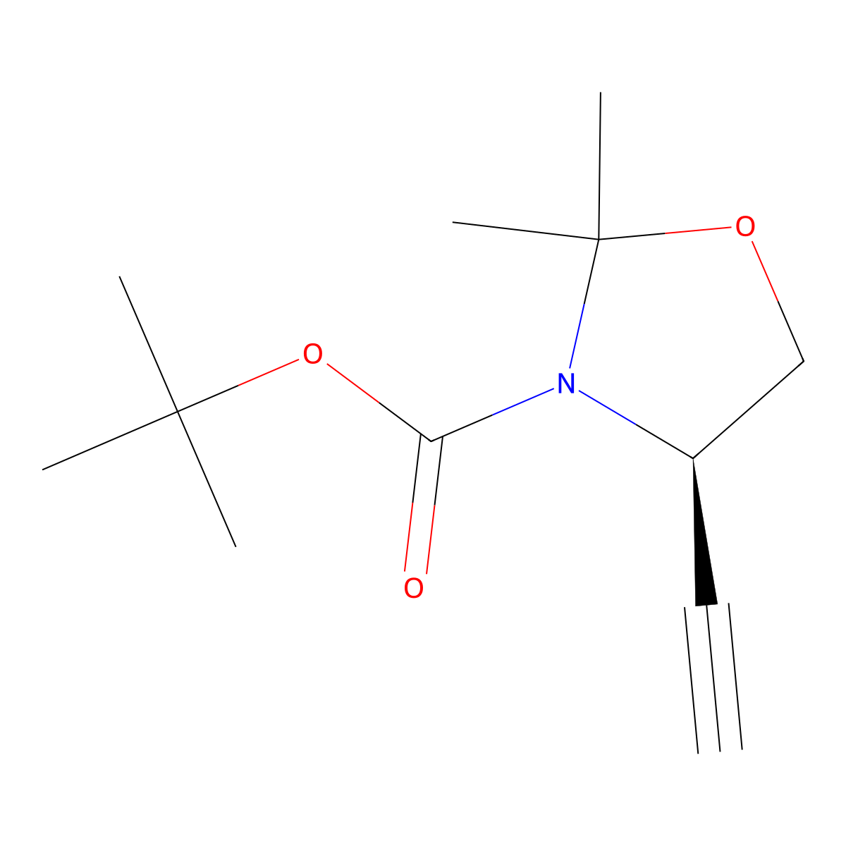 tert-Butyl (4R)-4-ethynyl-2,2-dimethyl-1,3-oxazolidine-3-carboxylate molecular structure, CAS 162107-48-4