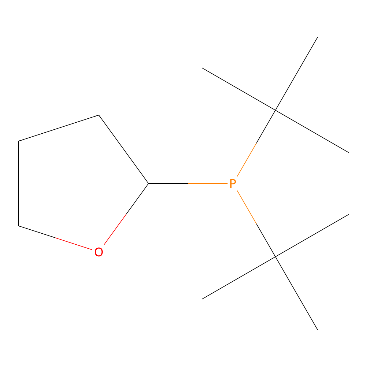 Bis(1,1-dimethylethyl)(tetrahydro-2-furanyl)phosphine molecular structure, CAS 1621084-37-4