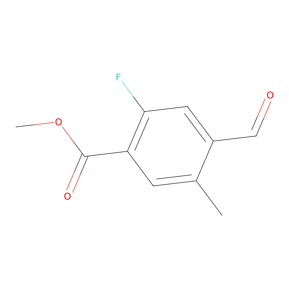 Methyl 2-fluoro-4-formyl-5-methylbenzoate molecular structure, CAS 1621165-17-0