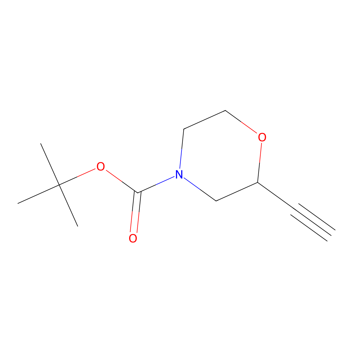 tert-butyl (2S)-2-ethynylmorpholine-4-carboxylate molecular structure, CAS 1621165-19-2