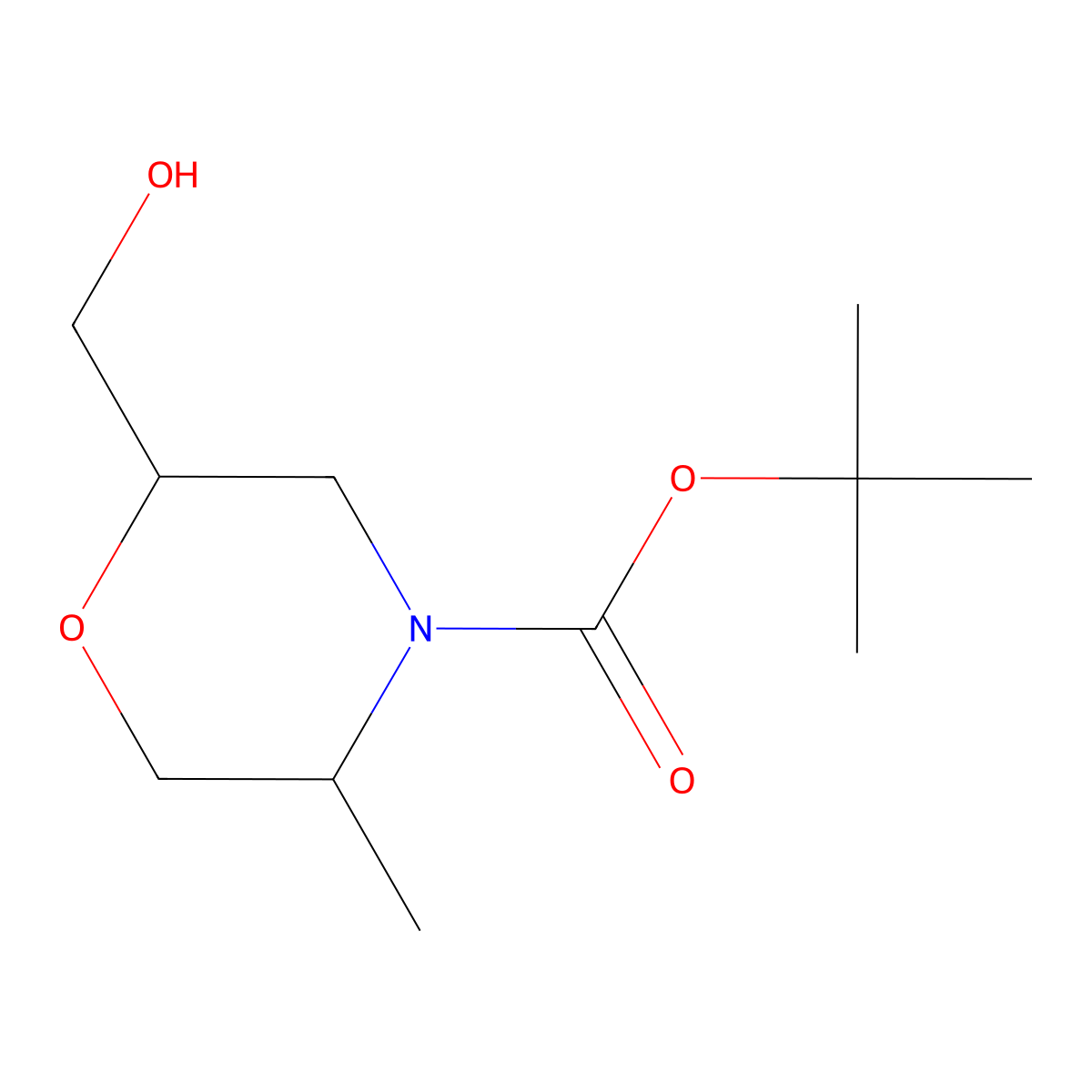N-T-Boc-(2R)-Hydroxymethyl-(5R)-Methylmorpholine molecular structure, CAS 1621165-22-7