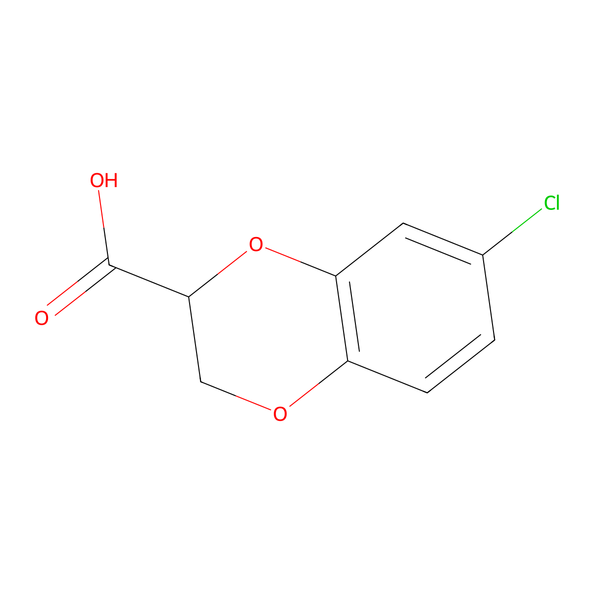 7-Chloro-2,3-dihydro-1,4-benzodioxine-2-carboxylic acid molecular structure, CAS 16212-69-4