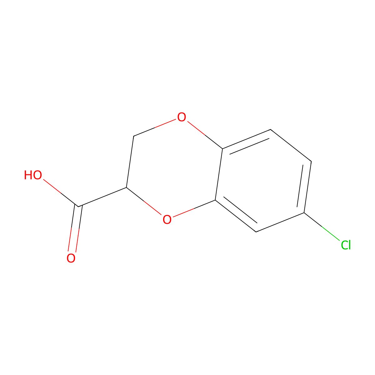 7-Chloro-2,3-dihydro-1,4-benzodioxine-2-carboxylic acid molecular structure, CAS 16212-69-4
