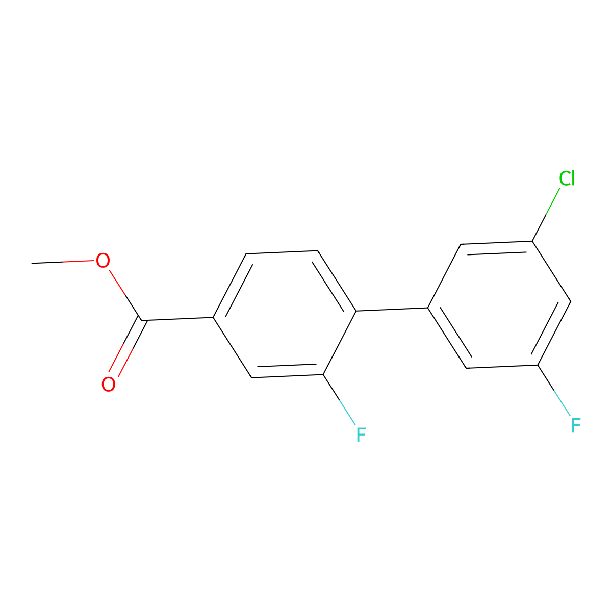 Methyl 4-(3-chloro-5-fluorophenyl)-3-fluorobenzoate molecular structure, CAS 1621256-29-8