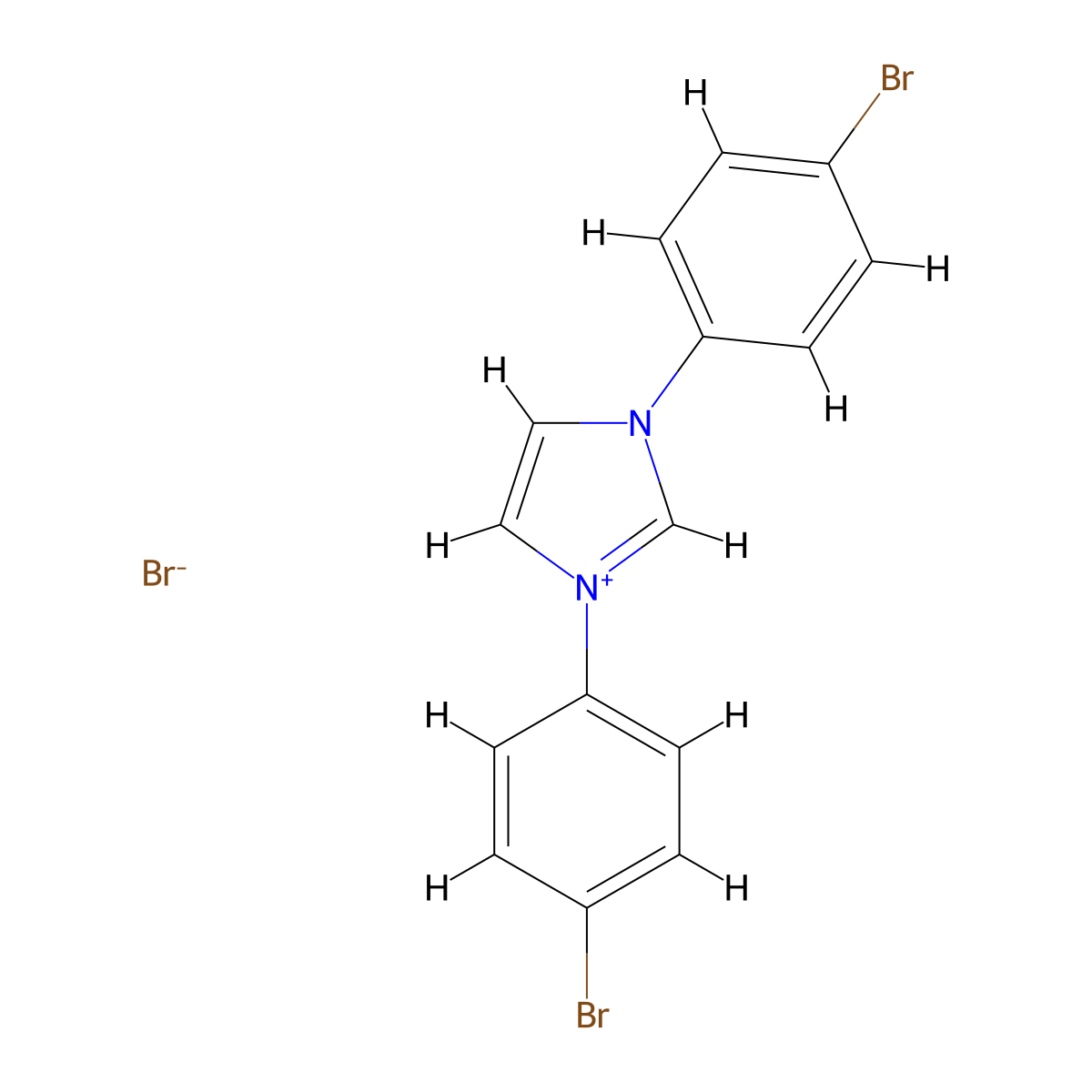 1,3-Bis(4-bromophenyl)-1H-imidazol-3-ium bromide molecular structure, CAS 1621307-01-4