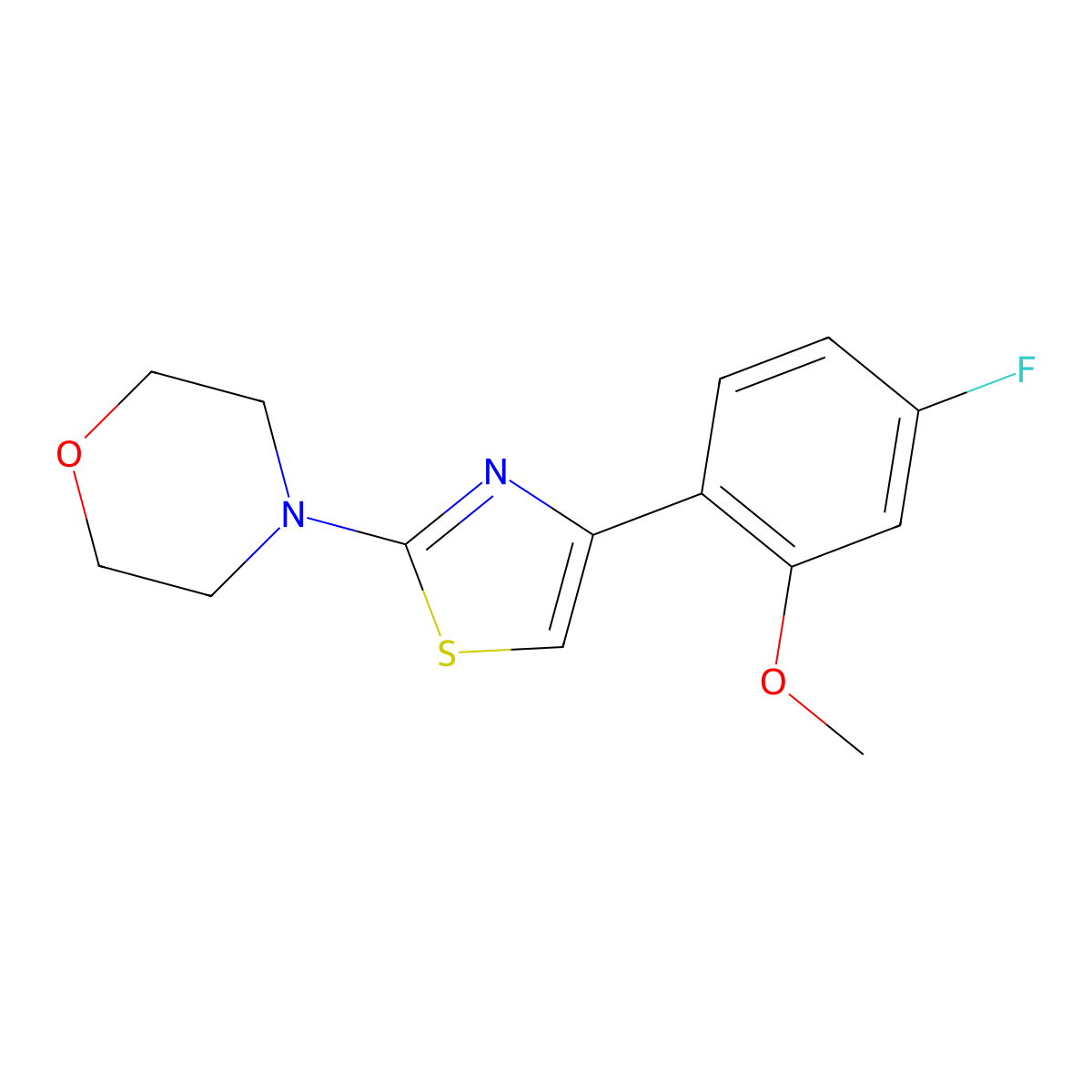 4-[4-(4-Fluoro-2-methoxyphenyl)-1,3-thiazol-2-yl]morpholine molecular structure, CAS 1621375-37-8