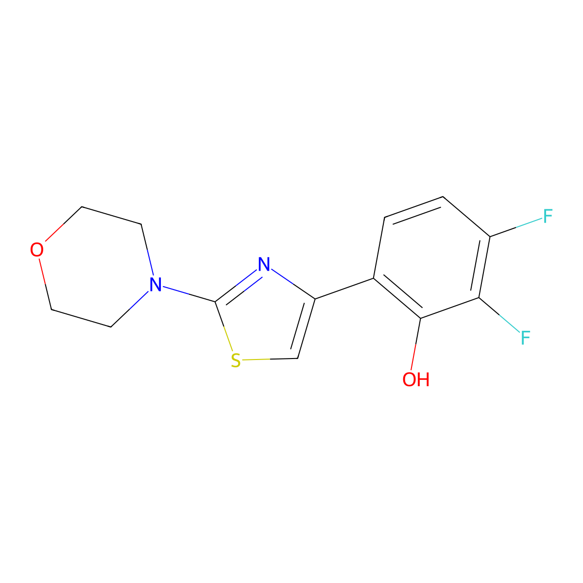 2,3-Difluoro-6-(2-morpholinothiazol-4-yl)phenol molecular structure, CAS 1621375-40-3