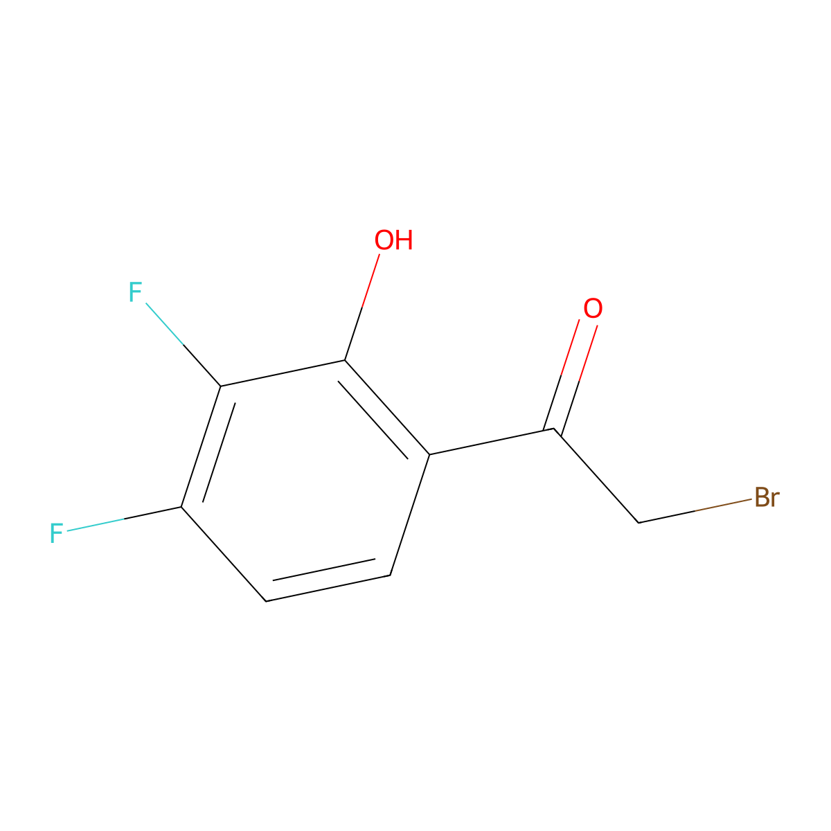 2-Bromo-1-(3,4-difluoro-2-hydroxyphenyl)ethan-1-one molecular structure, CAS 1621375-69-6