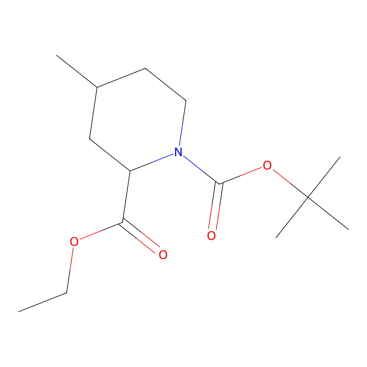 O1-Tert-butyl O2-ethyl (2R,4S)-4-methylpiperidine-1,2-dicarboxylate molecular structure, CAS 1621383-23-0