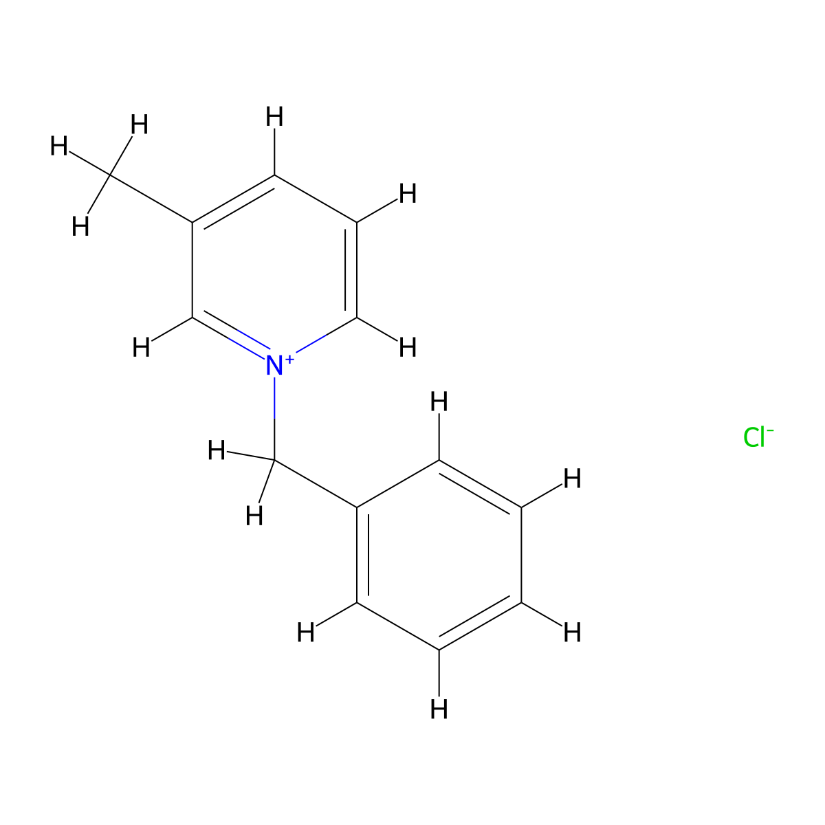 Pyridinium, 3-methyl-1-(phenylmethyl)-, chloride (1:1) molecular structure, CAS 16214-99-6