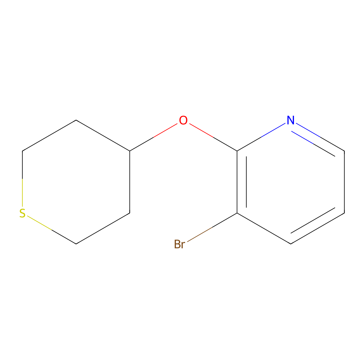 3-Bromo-2-(thian-4-yloxy)pyridine molecular structure, CAS 1621415-69-7
