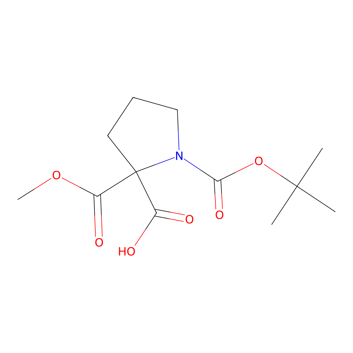 1-[(Tert-butoxy)carbonyl]-2-(methoxycarbonyl)pyrrolidine-2-carboxylic acid molecular structure, CAS 1621421-76-8