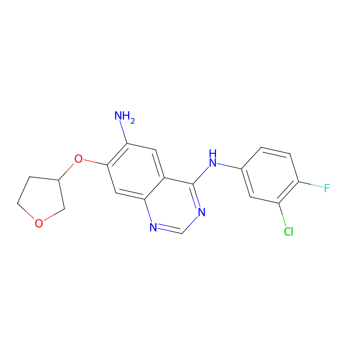 N4-(3-Chloro-4-fluorophenyl)-7-((tetrahydrofuran-3-yl)oxy)quinazoline-4,6-diamine molecular structure, CAS 1621426-29-6