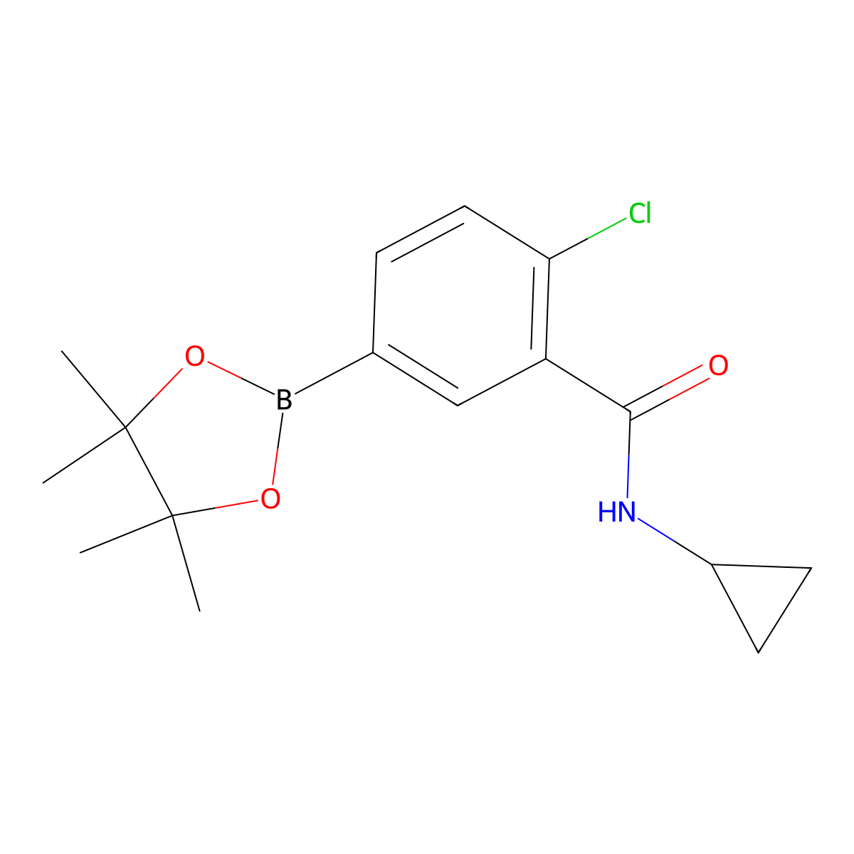 4-Chloro-3-(cyclopropylaminocarbonyl)phenylboronic acid pinacol ester molecular structure, CAS 1621438-71-8
