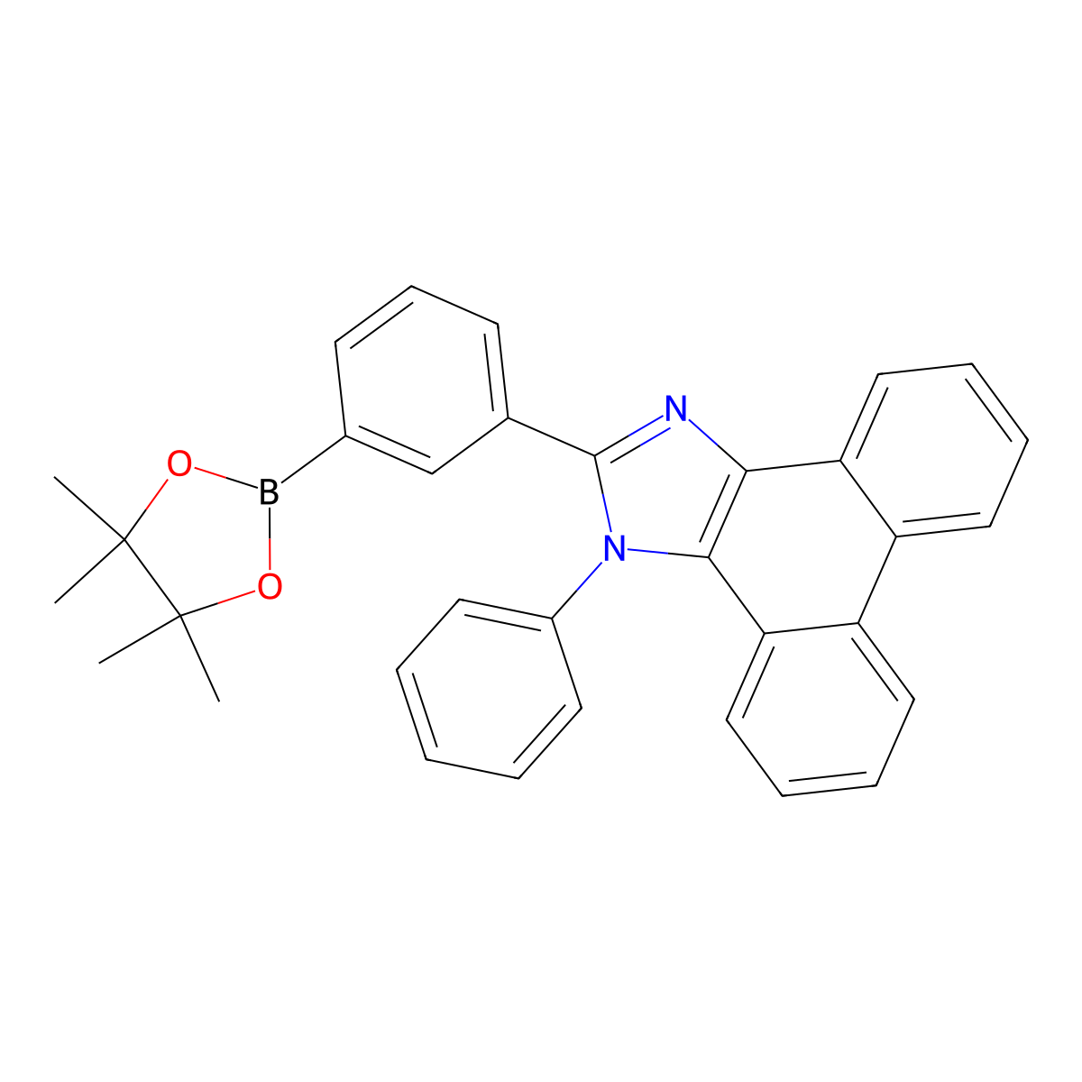 1-Phenyl-2-(3-(4,4,5,5-tetramethyl-1,3,2-dioxaborolan-2-YL)phenyl)-1H-phenanthro[9,10-D]imidazole molecular structure, CAS 1621468-58-3