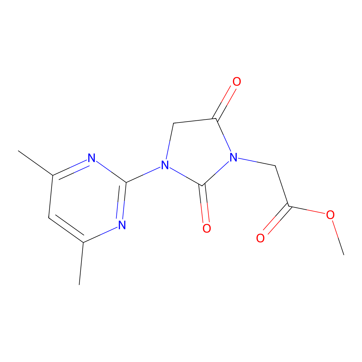 Methyl 2-[3-(4,6-dimethylpyrimidin-2-yl)-2,5-dioxoimidazolidin-1-yl]acetate molecular structure, CAS 162147-55-9