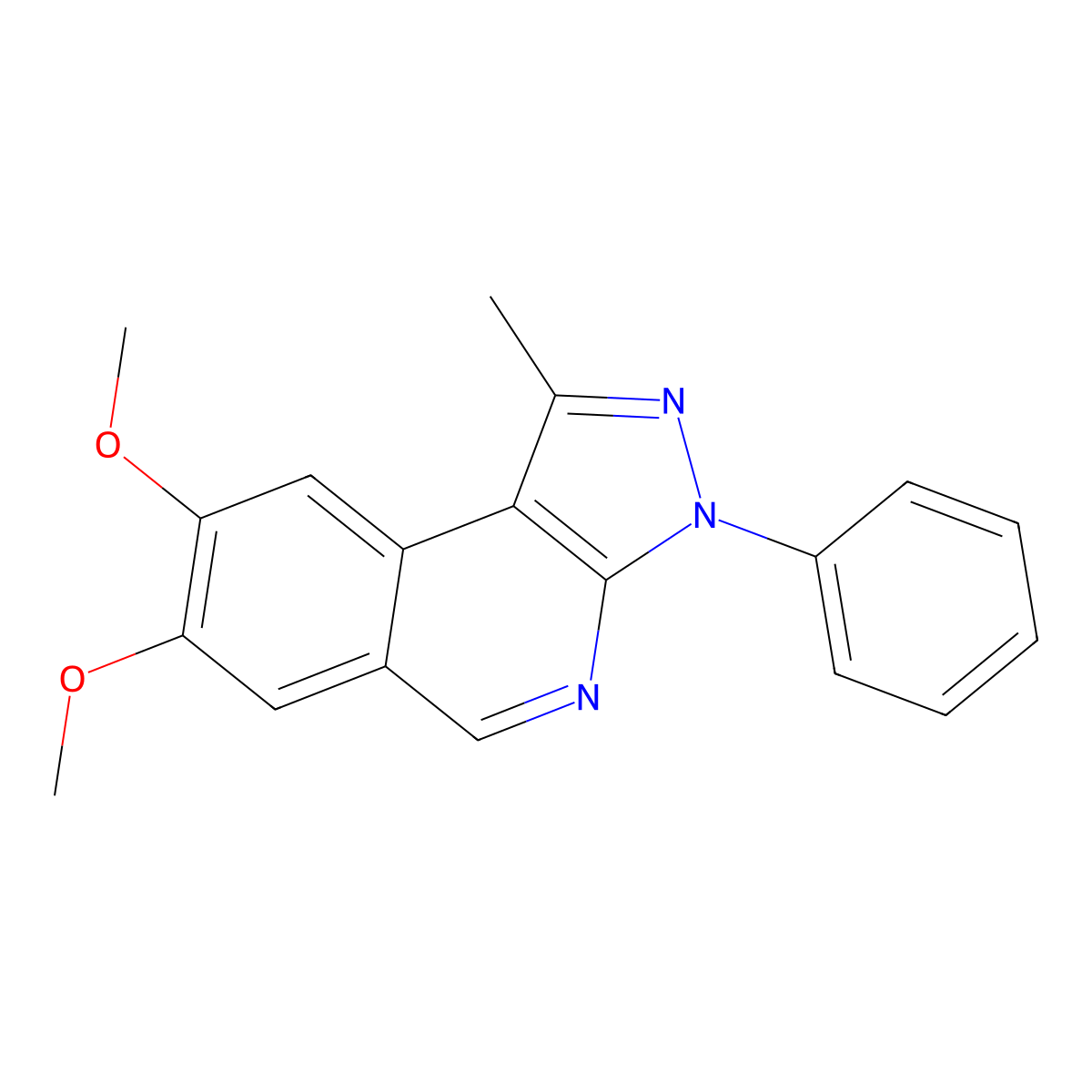 3H-Pyrazolo[3,4-c]isoquinoline, 7,8-dimethoxy-1-methyl-3-phenyl- molecular structure, CAS 162147-71-9