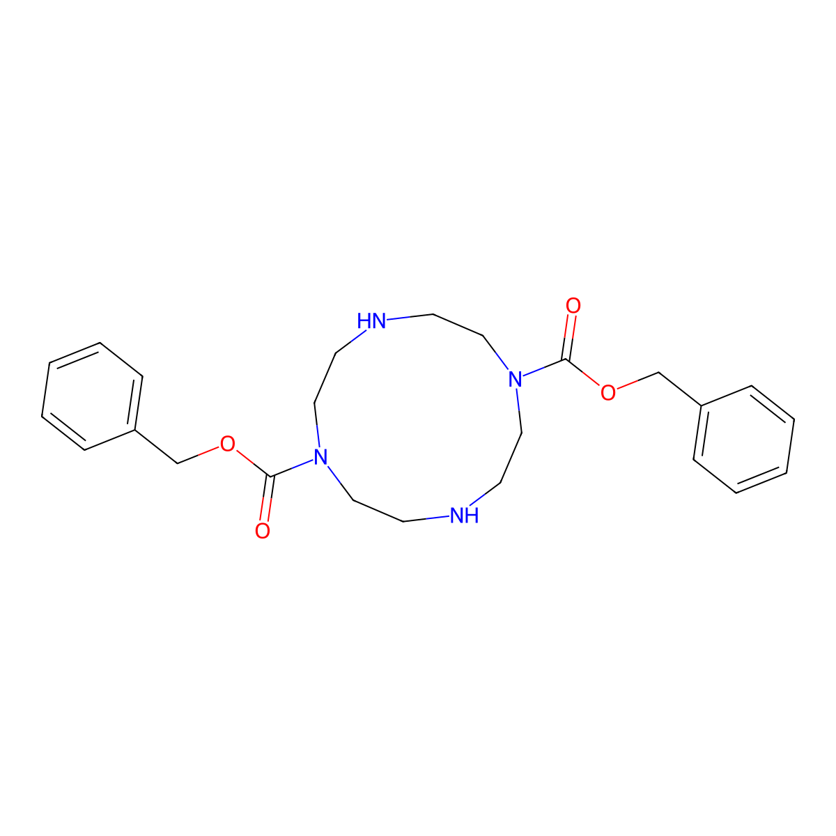 Dibenzyl 1,4,7,10-tetraazacyclododecane-1,7-dicarboxylate molecular structure, CAS 162148-45-0