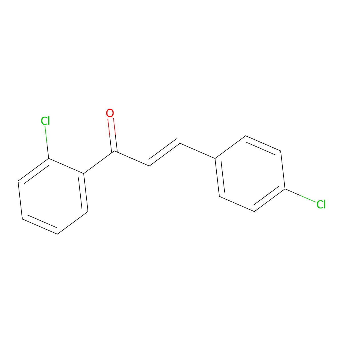 (2E)-1-(2-Chlorophenyl)-3-(4-chlorophenyl)prop-2-en-1-one molecular structure, CAS 1621488-11-6