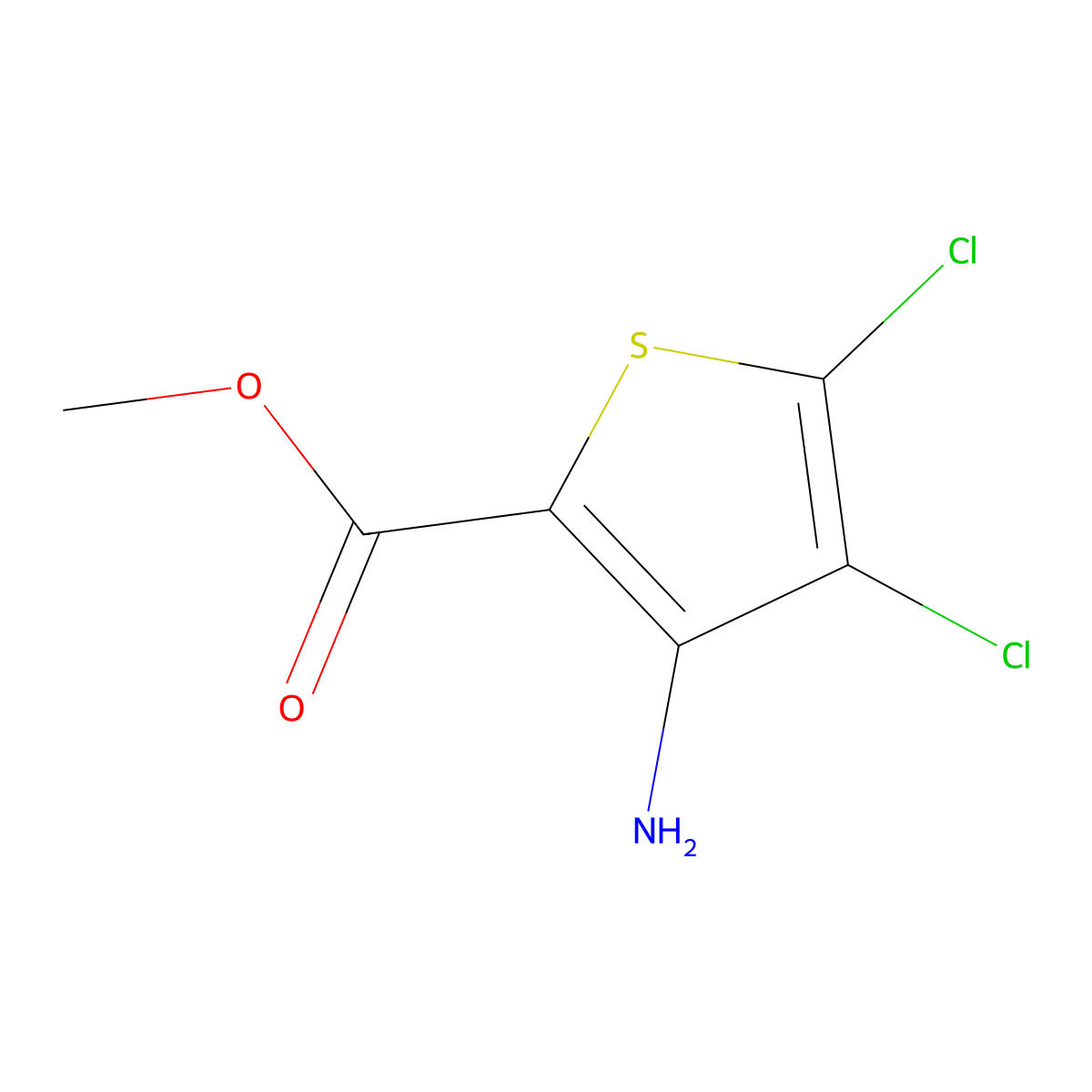 Methyl 3-amino-4,5-dichloro-2-thiophenecarboxylate molecular structure, CAS 1621488-35-4
