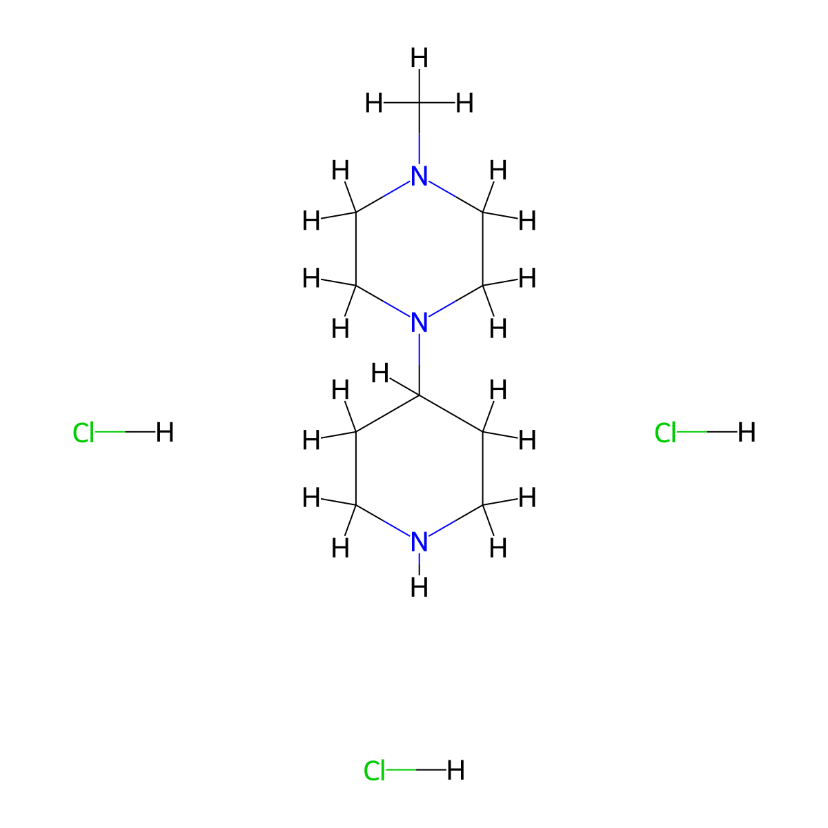 1-Methyl-4-(piperidin-4-yl)piperazine trihydrochloride molecular structure, CAS 1621519-77-4