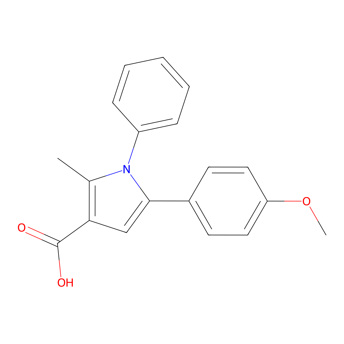 5-(4-methoxyphenyl)-2-methyl-1-phenyl-1H-pyrrole-3-carboxylic acid molecular structure, CAS 162152-11-6