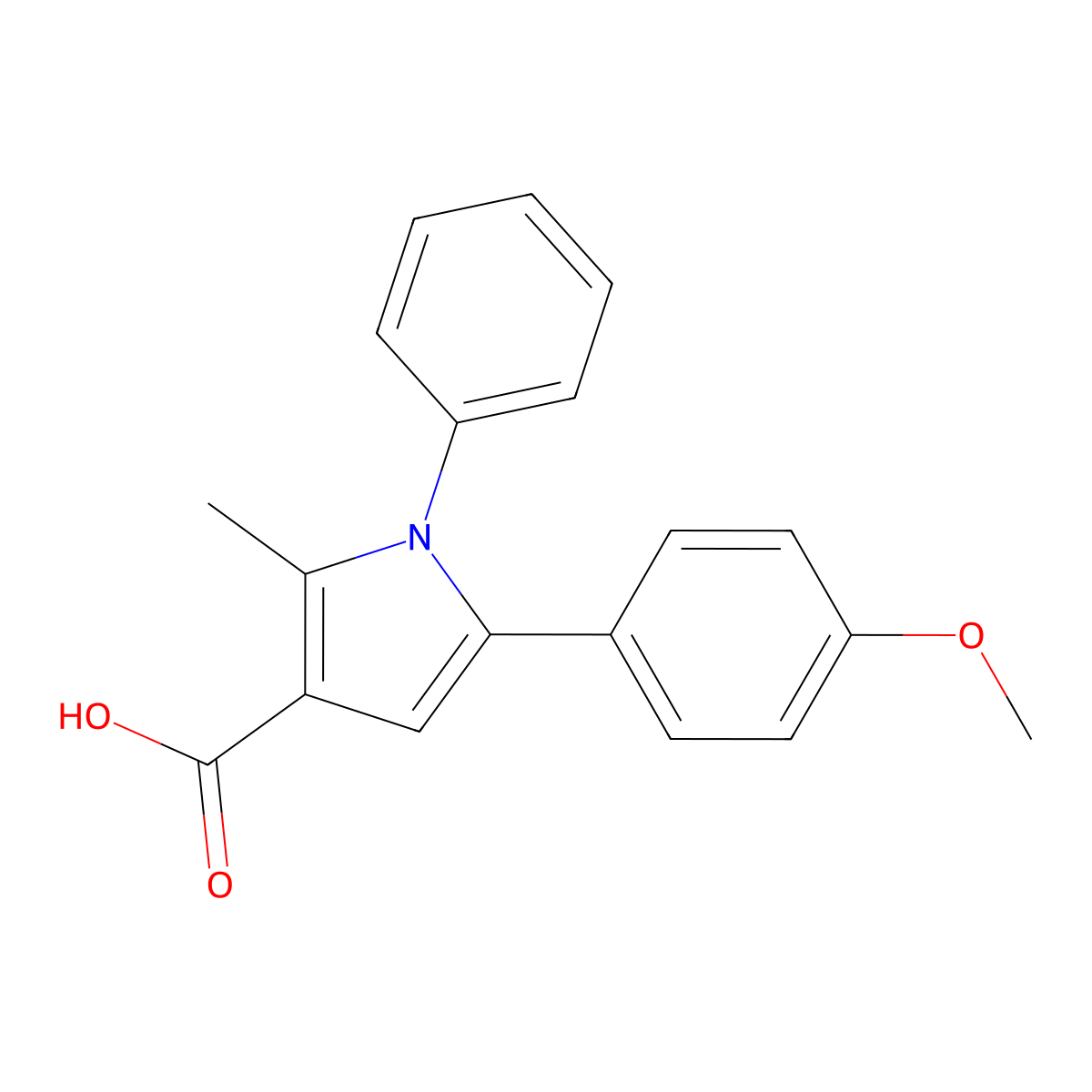 5-(4-methoxyphenyl)-2-methyl-1-phenyl-1H-pyrrole-3-carboxylic acid molecular structure, CAS 162152-11-6