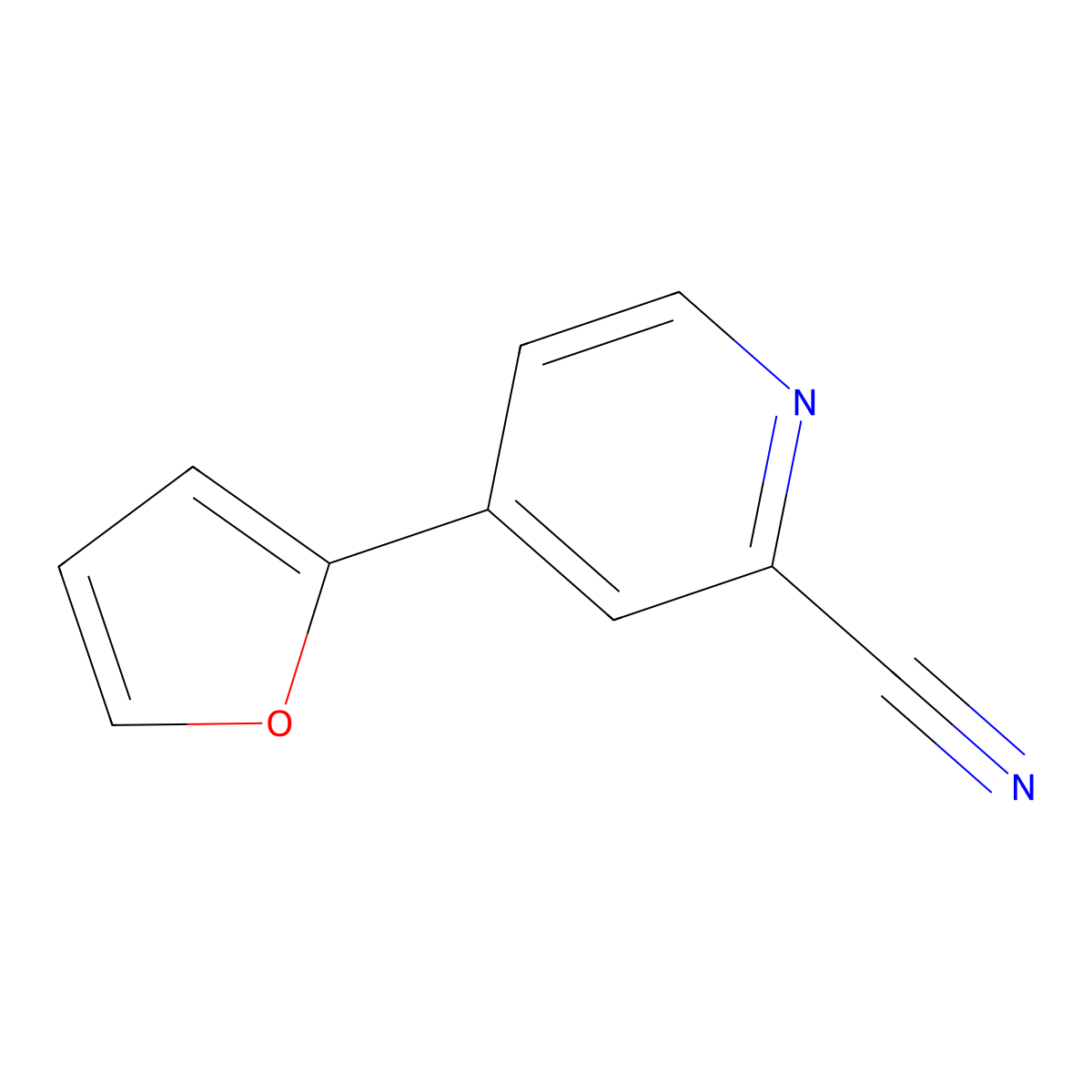 4-(Furan-2-yl)picolinonitrile molecular structure, CAS 1621525-57-2