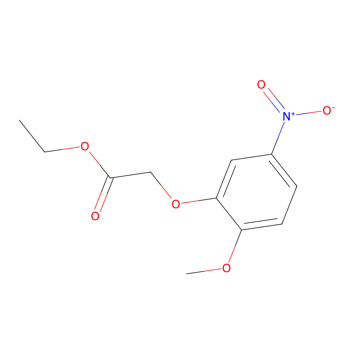 Ethyl 2-(2-methoxy-5-nitrophenoxy)acetate molecular structure, CAS 162155-38-6