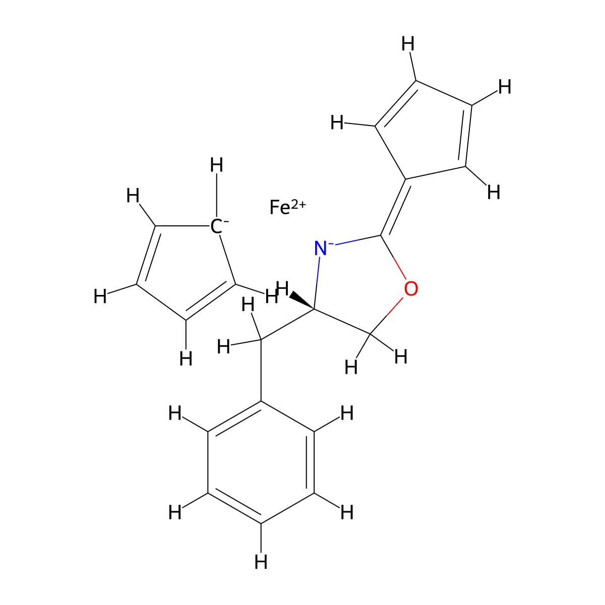 [(4S)-4,5-Dihydro-4-phenylmethyl-2-oxazolyl]ferrocene molecular structure, CAS 162157-05-3