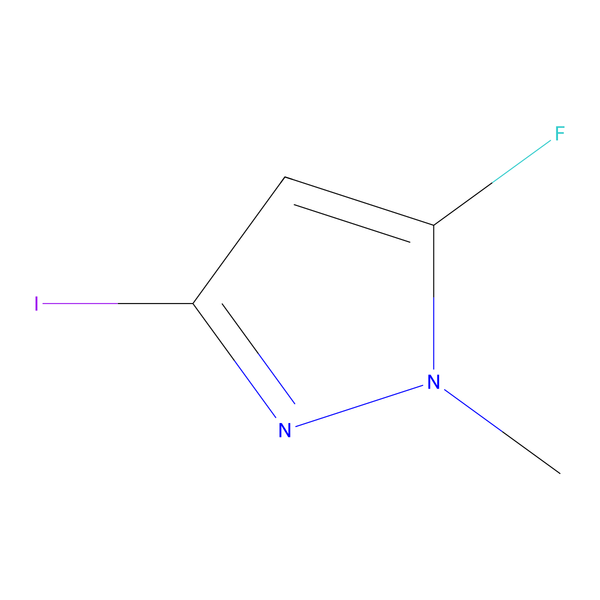 5-fluoro-3-iodo-1-methyl-1H-pyrazole molecular structure, CAS 1621585-53-2