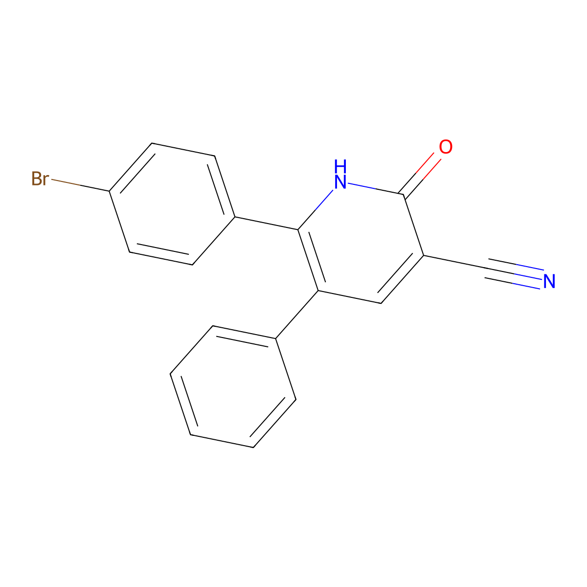6-(4-Bromophenyl)-2-oxo-5-phenyl-1,2-dihydropyridine-3-carbonitrile molecular structure, CAS 1621607-52-0