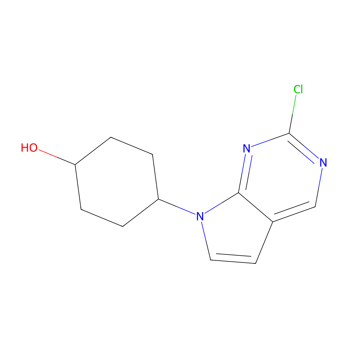 trans-4-(2-Chloro-7H-pyrrolo[2,3-d]pyrimidin-7-yl)cyclohexanol molecular structure, CAS 1621619-12-2