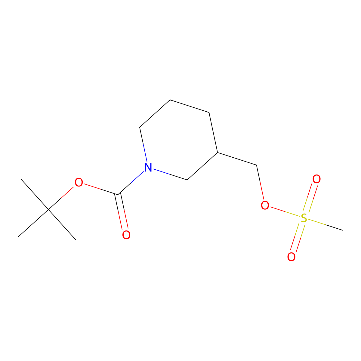 tert-Butyl 3-(((methylsulfonyl)oxy)methyl)piperidine-1-carboxylate molecular structure, CAS 162166-99-6