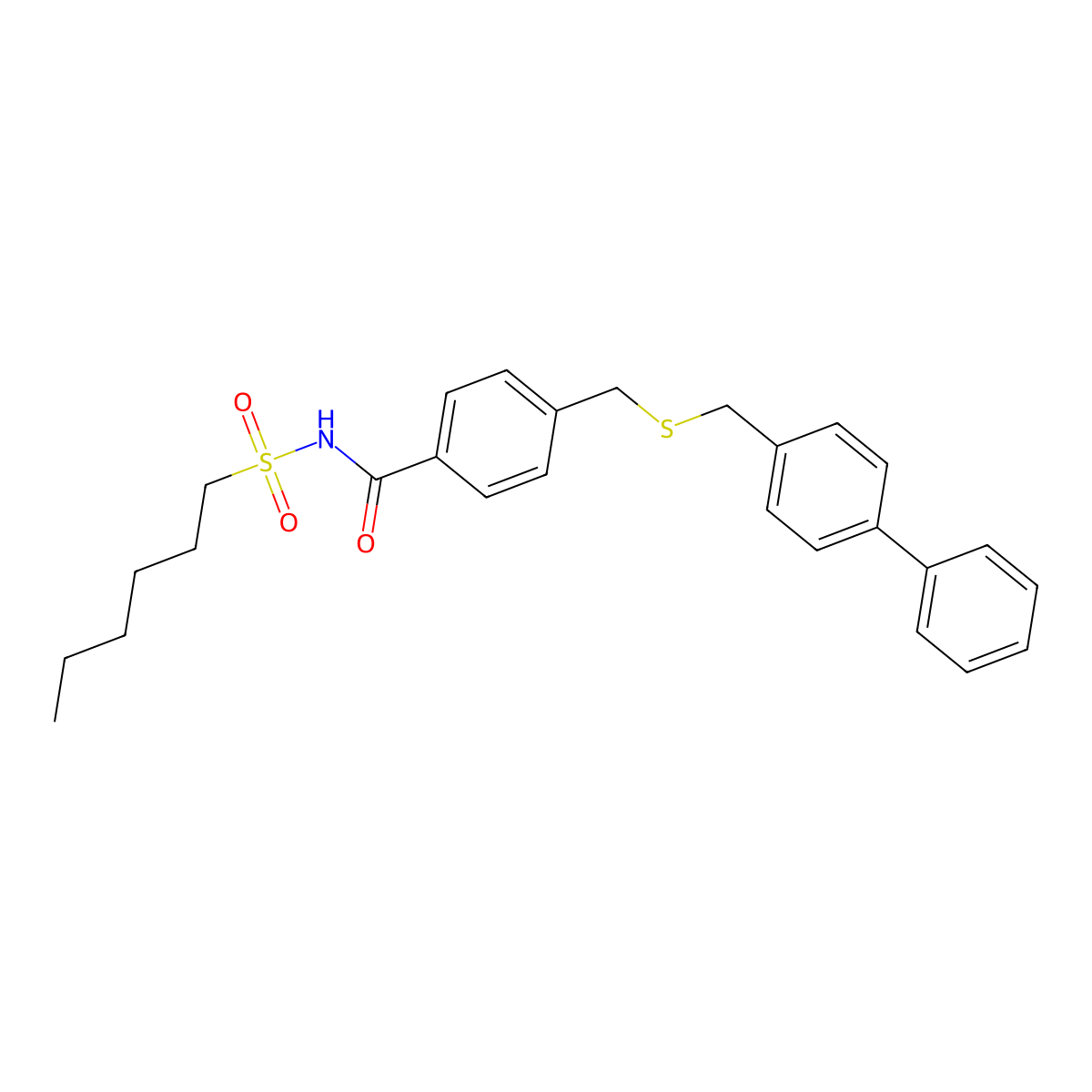 N-hexylsulfonyl-4-[(4-phenylphenyl)methylsulfanylmethyl]benzamide molecular structure, CAS 1621673-53-7