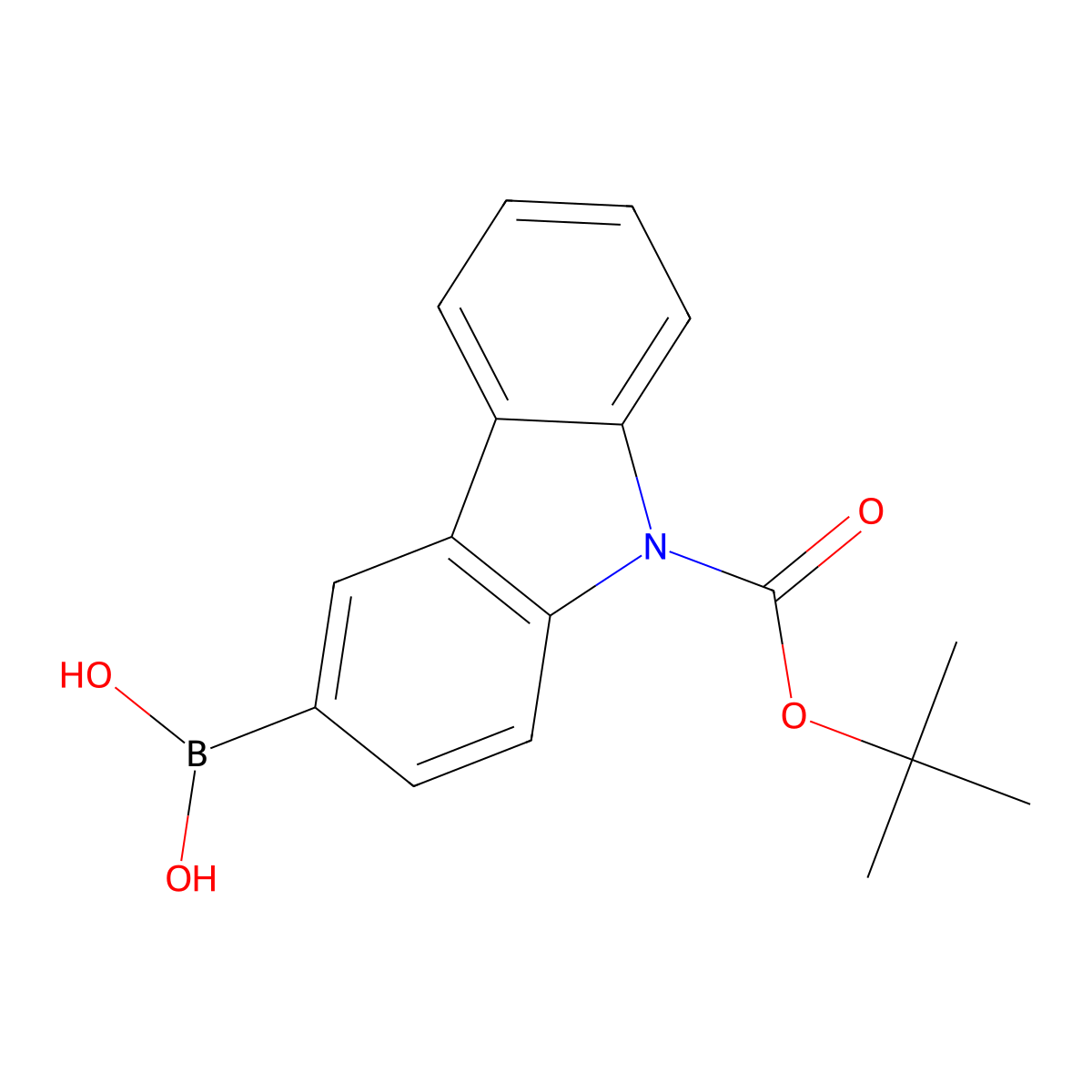 (9-(tert-Butoxycarbonyl)-9H-carbazol-3-yl)boronic acid molecular structure, CAS 1621674-27-8