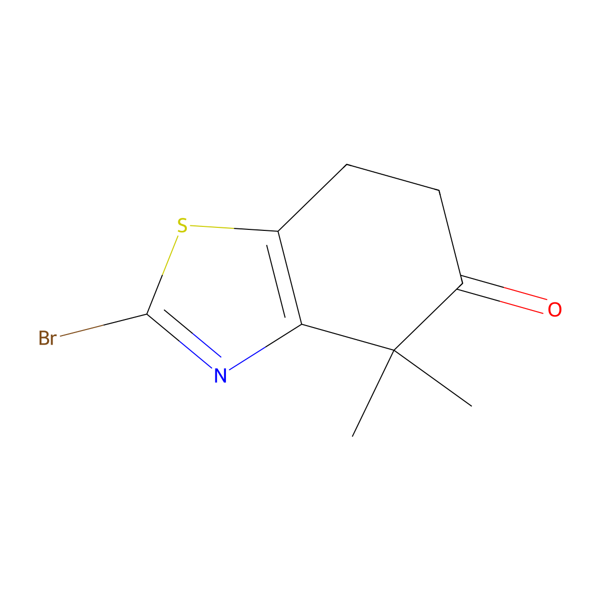 2-Bromo-4,4-dimethyl-6,7-dihydrobenzo[d]thiazol-5(4H)-one molecular structure, CAS 1621686-12-1