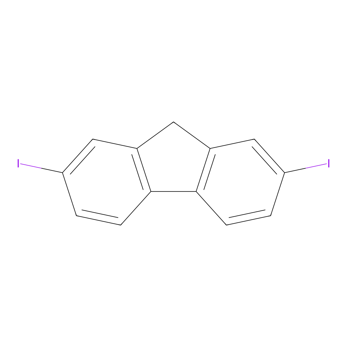 2,7-Diiodo-9H-fluorene molecular structure, CAS 16218-28-3