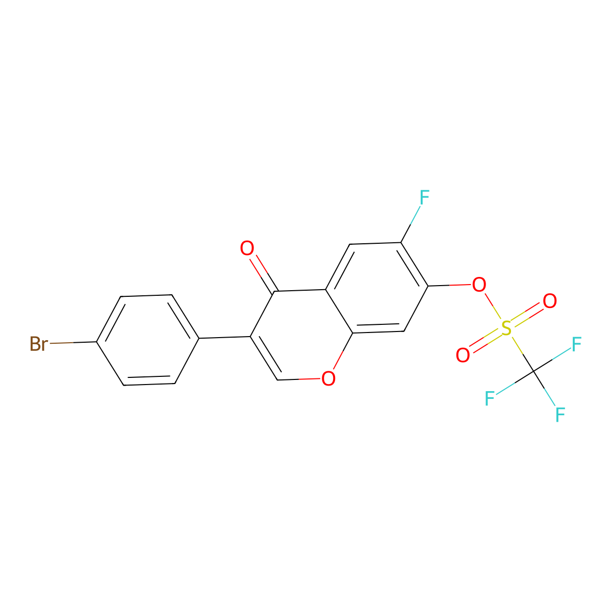 3-(4-Bromophenyl)-6-fluoro-4-oxo-4H-chromen-7-yl trifluoromethanesulfonate molecular structure, CAS 1621873-91-3