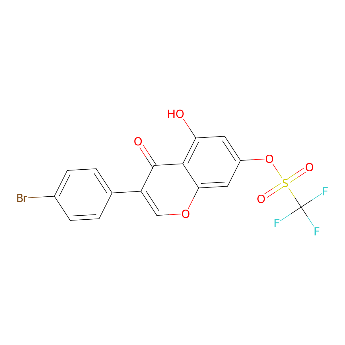 3-(4-Bromophenyl)-5-hydroxy-4-oxo-4H-chromen-7-yl trifluoromethanesulfonate molecular structure, CAS 1621873-92-4