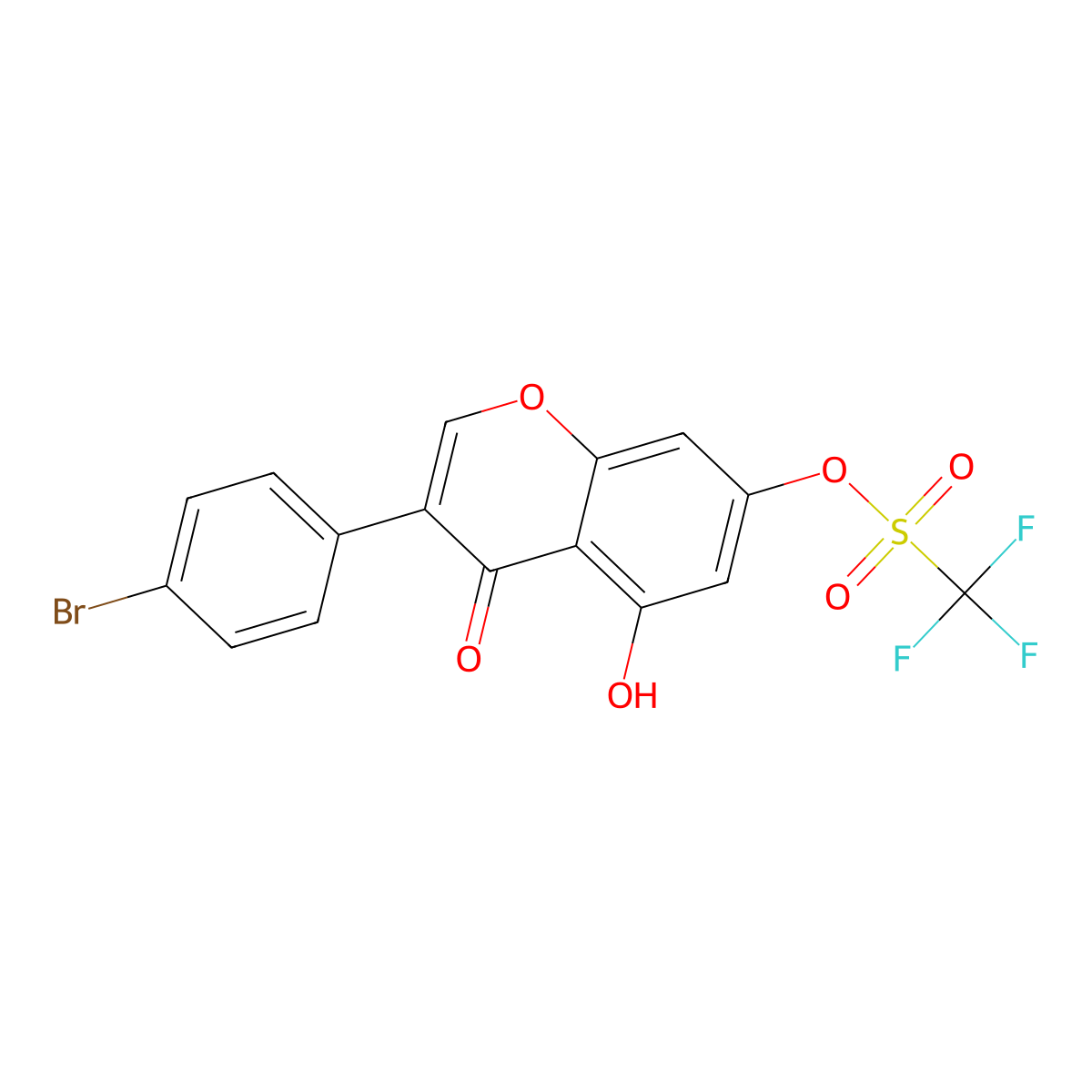 3-(4-Bromophenyl)-5-hydroxy-4-oxo-4H-chromen-7-yl trifluoromethanesulfonate molecular structure, CAS 1621873-92-4