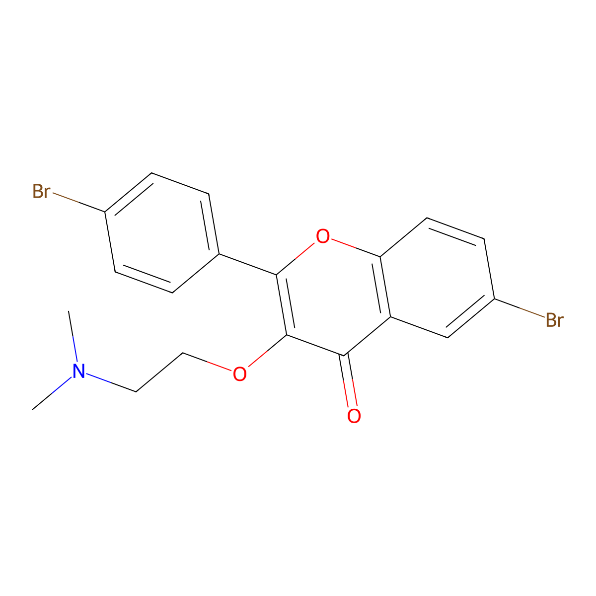 6-Bromo-2-(4-bromophenyl)-3-(2-(dimethylamino)ethoxy)-4H-chromen-4-one molecular structure, CAS 1621874-00-7